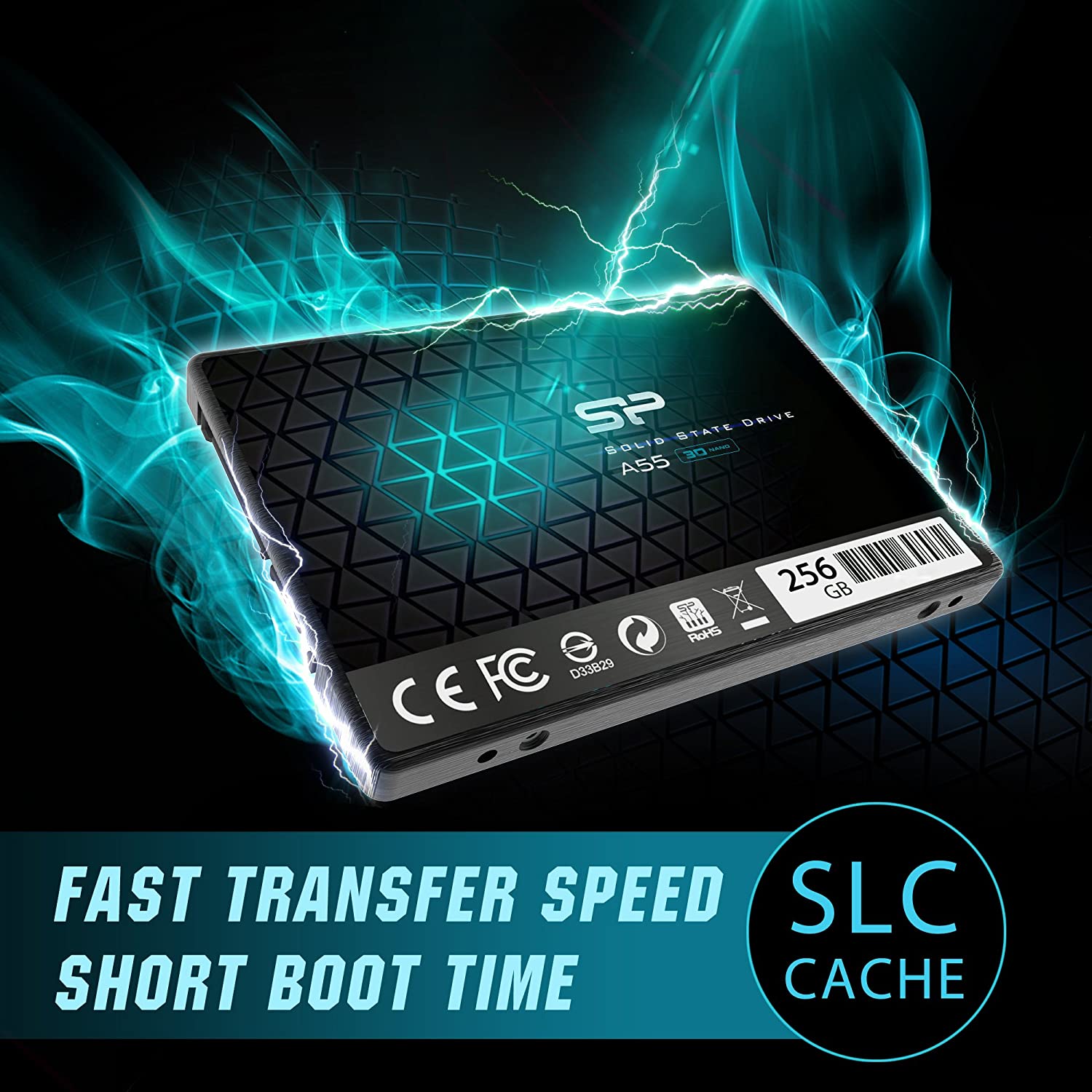 SP 256GB SSD 3D NAND A55 SLC Cache Performance Boost SATA III 2.5" 7mm (0.28") Internal Solid State Drive SP512GBSS3A55S25