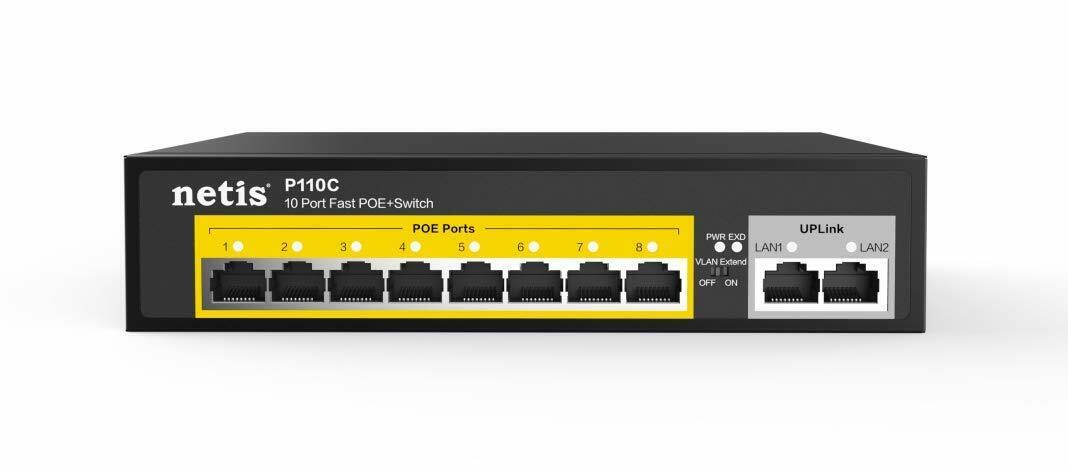 SWITCH 8 PORTS POE + 2 x UPLINK FAST ETHERNET P110C P110C