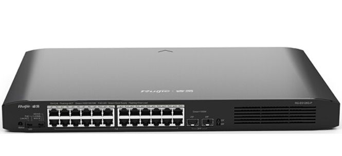 Commutateur POE+  10/100/1000 Mbps Non Géré Gigabit à 24 Ports  Gigabit RJ45 2 Ports SFP RG-ES126G-P-L