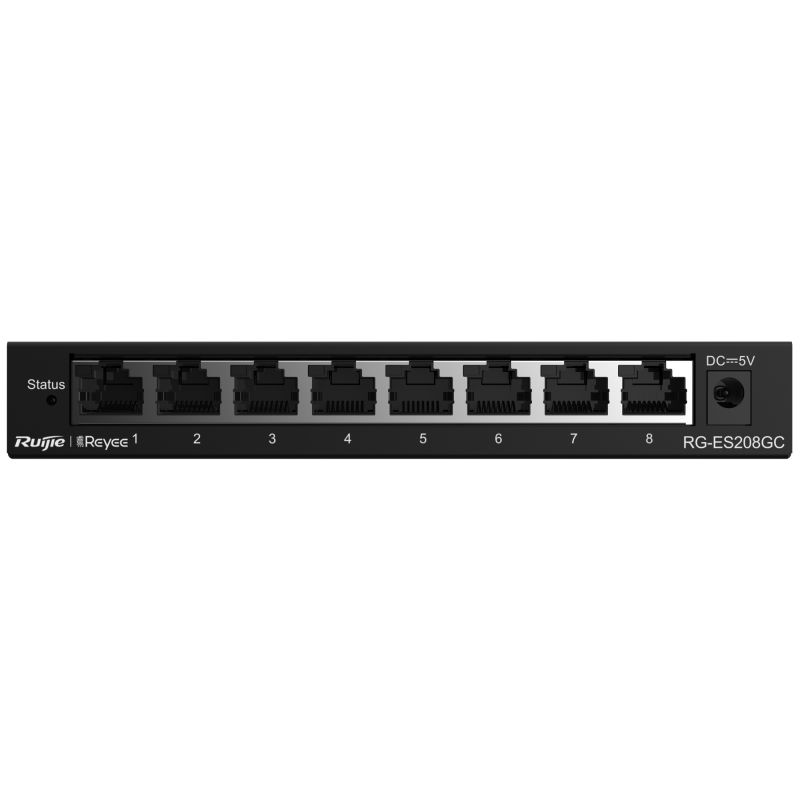 Commutateur Intelligent Gigabit à 8 Ports RJ45 Gigabit Boîtier en Acier de Bureau RG-ES208GC